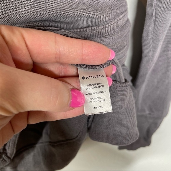 Athleta Serenity Criss Cross Sweatshirt Soft Gray Xsmall - Picture 5 of 6